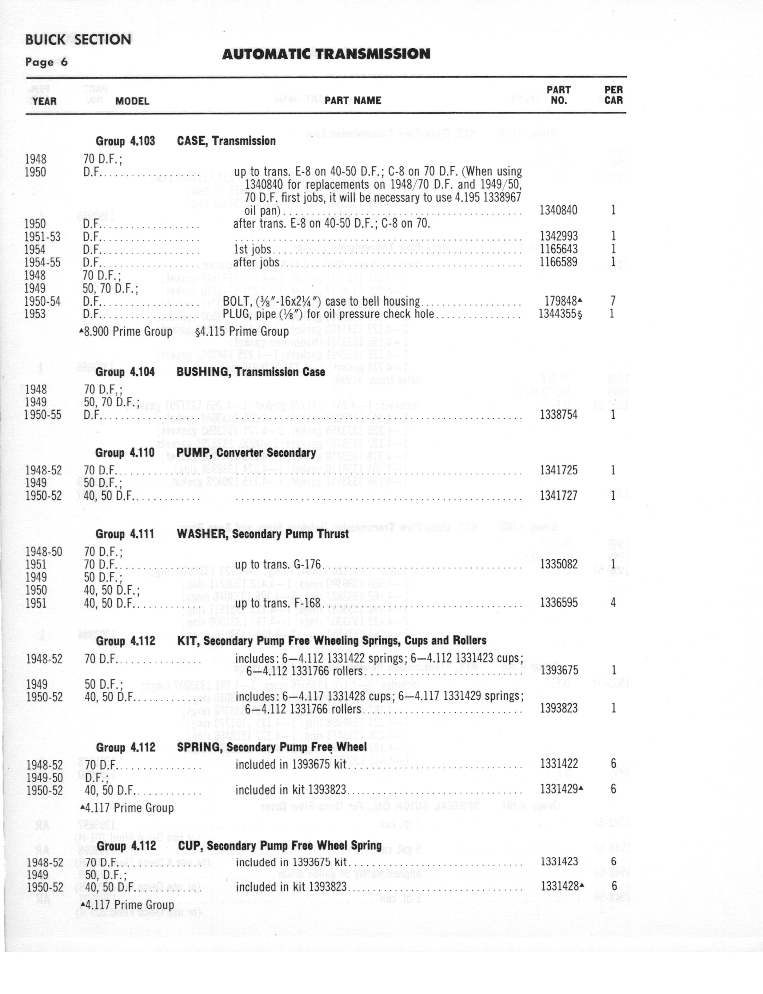 A3010 Automatic Transmission Parts Catalog HydraMatic, PowerGlide, DynaFlow page 39 of 278